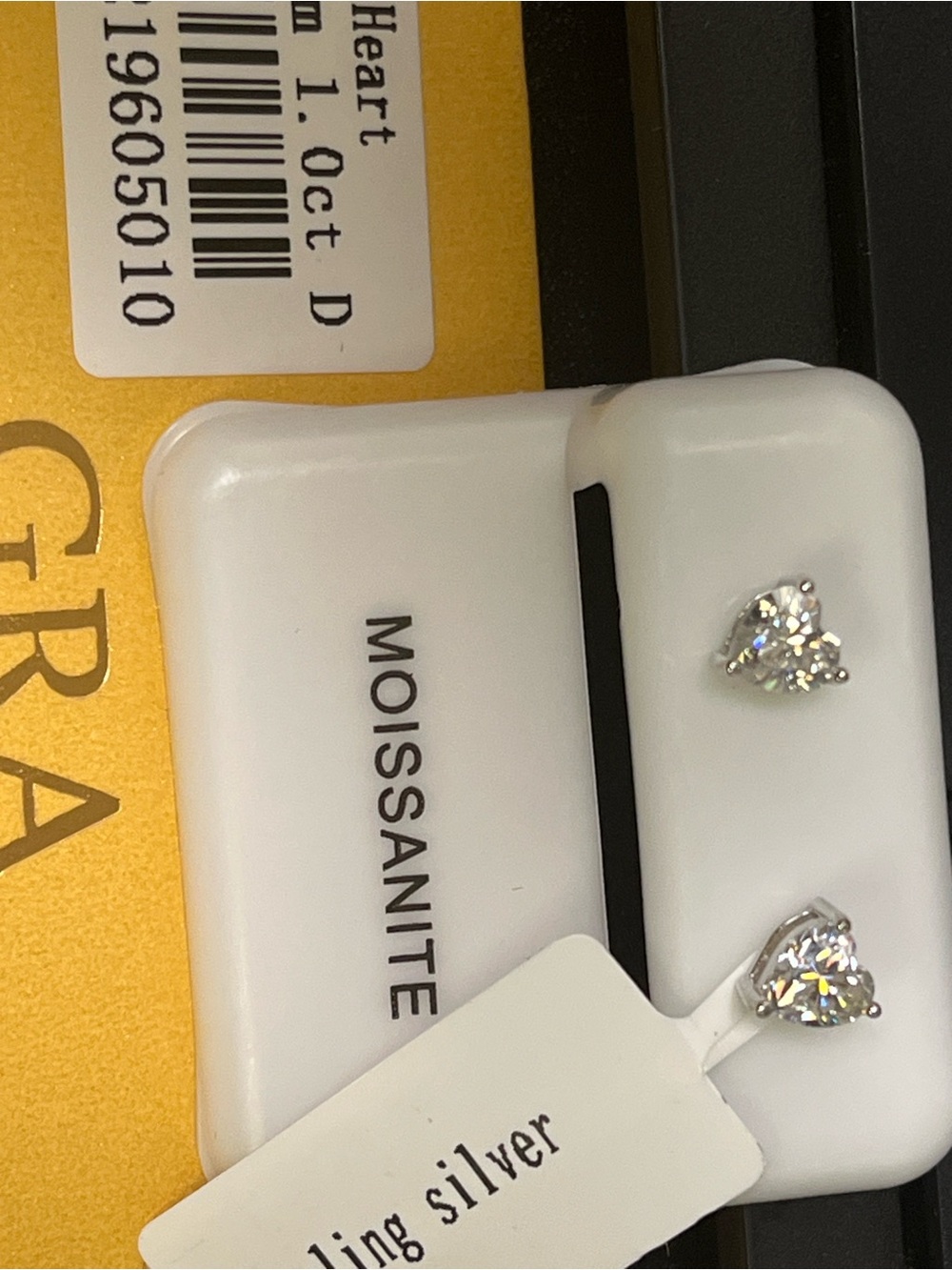 1 CT Heart Cut Moissanite Earrings Sterling Silver 5x5mm Heart Solitaire Studs